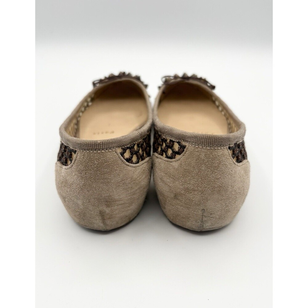 Christian Louboutin Brown Suede & Mesh Flats w/ Tortoise Spikes Sz EU 35.5 - Picture 8 of 12